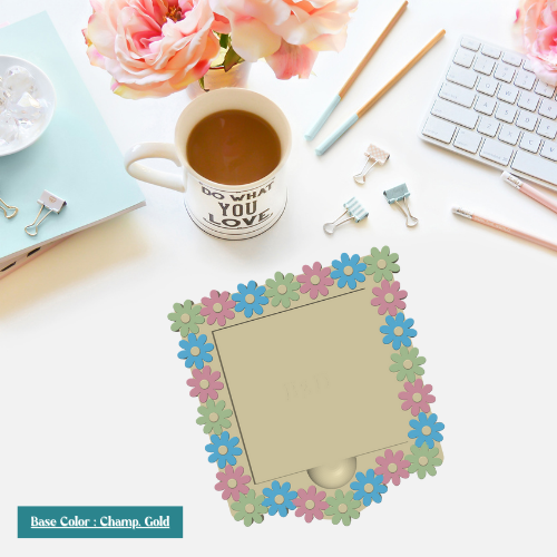Pastel Rainbow Daisies Post-It Note Holder | Cute Floral Desk Organizer for Sticky Notes