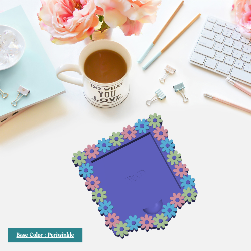 Pastel Rainbow Daisies Post-It Note Holder | Cute Floral Desk Organizer for Sticky Notes