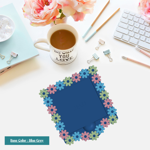 Pastel Rainbow Daisies Post-It Note Holder | Cute Floral Desk Organizer for Sticky Notes